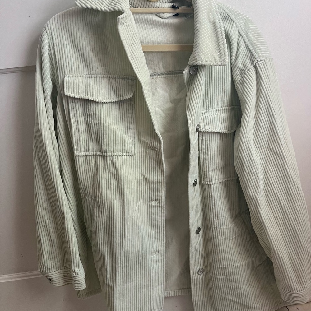 green h&m shirt jacket